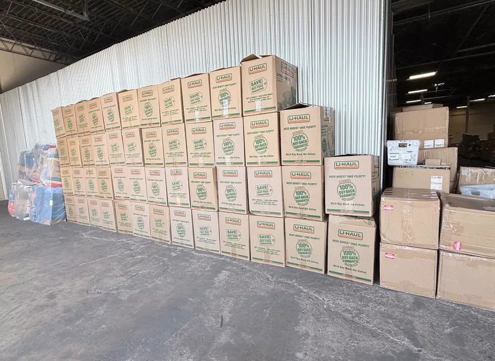 Prepped cartons ready for an Amazon shipment