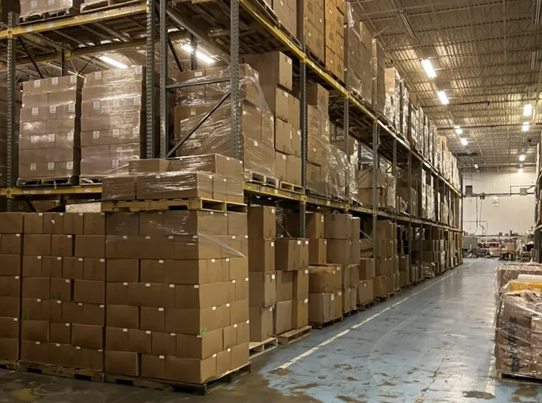 Stocked racking in the warehouse