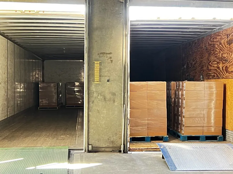 Pallets loaded into an outbound trailer